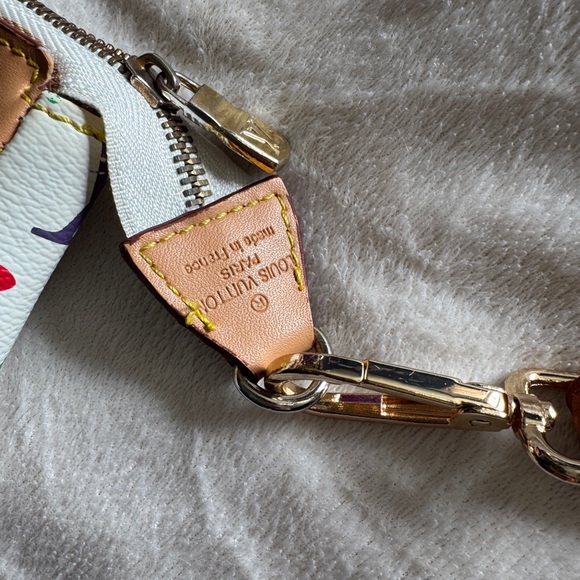 Louis Vuitton White Multicolor Monogram Wristlet with Tan Strap - Picture 3 of 7